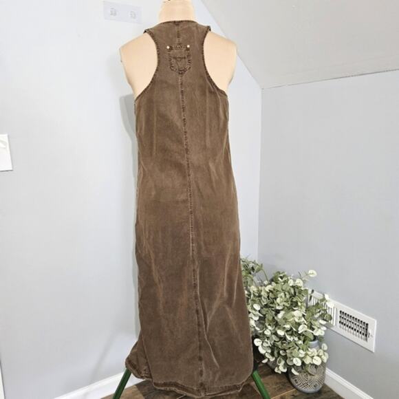 Democracy Racerback Sleeveless Full Zip Brown Cargo Maxi Dress Size 4 Casual - Picture 3 of 11
